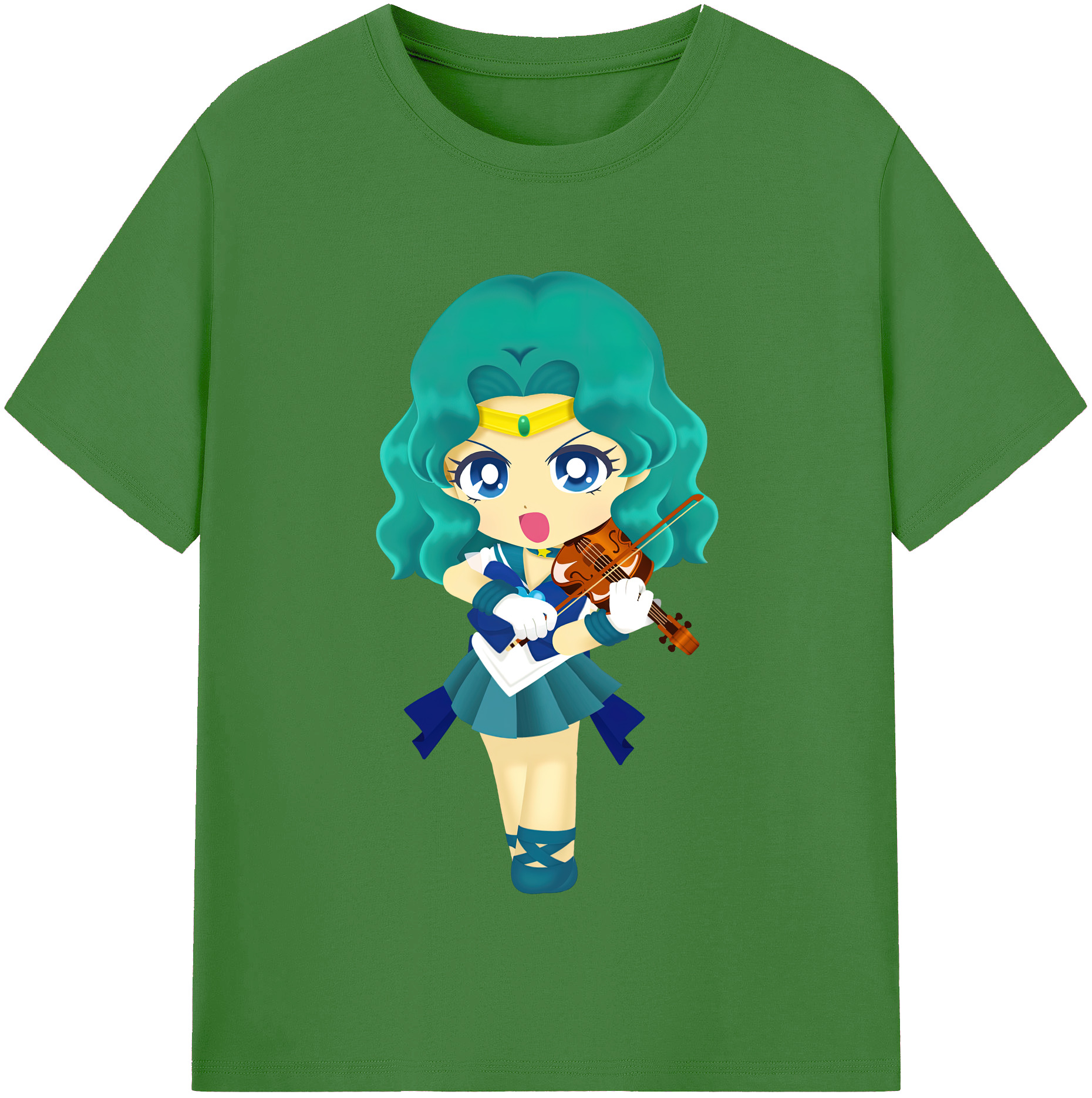 （画像用） 美少女戦士セーラームーン 海王 みちる（かいおう みちる） Sailor Moon Kaiou Michiru レディースカジュアルプリントTシャツ（綿100％）